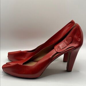 Fratelli Rosselli Red Peep-Toe Pumps Size 41
